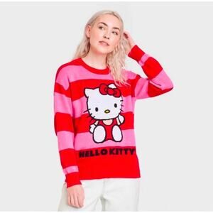 Hello Kitty Red & Pink Striped Sweater, Medium